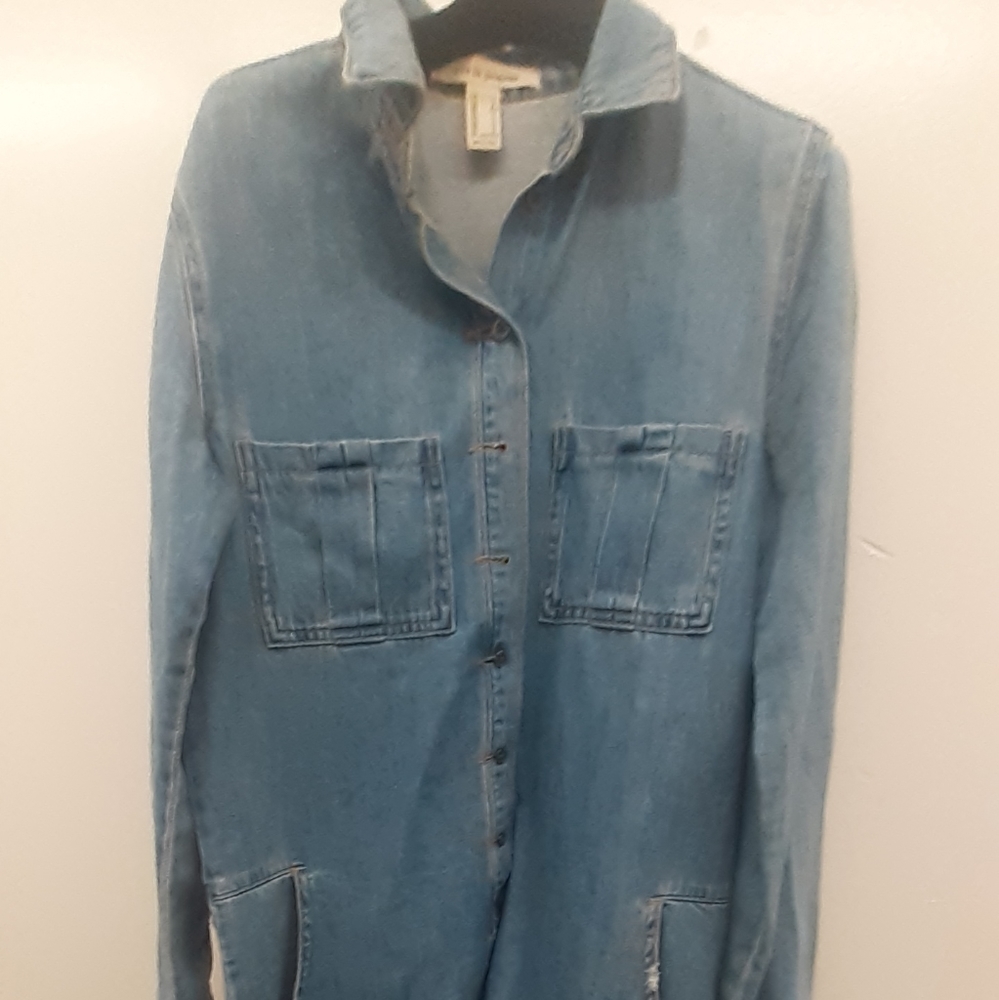 Life in progress Blue Denim Jean Short Romper sz S - Picture 1 of 12